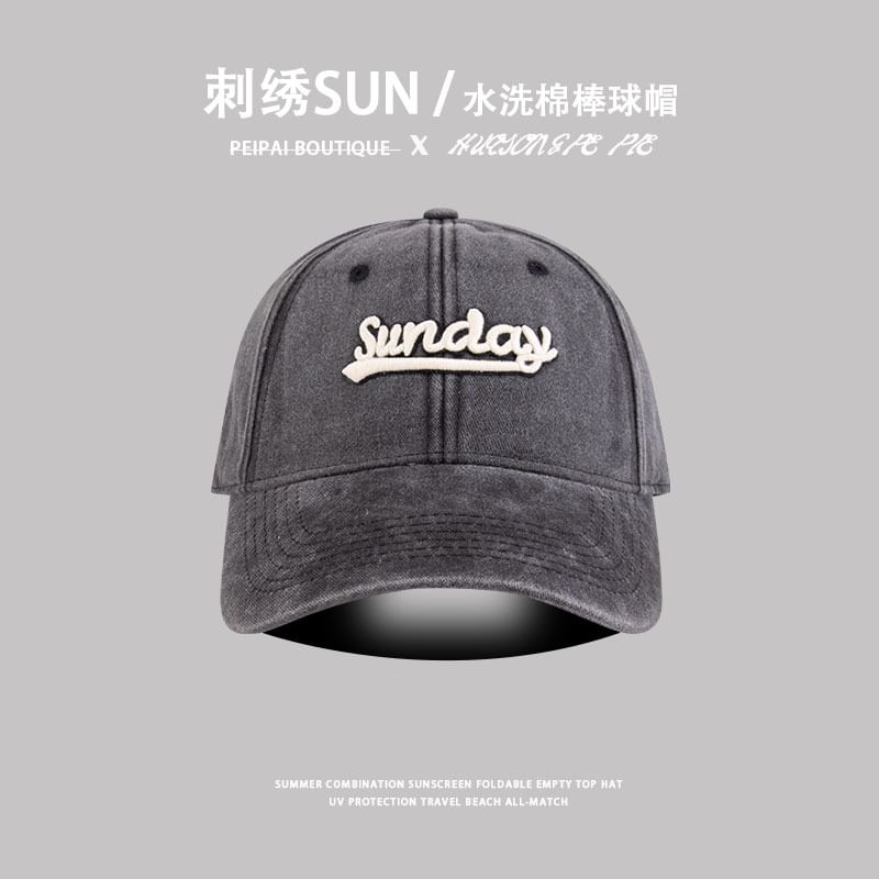 Letter Embroidered Washed Cap