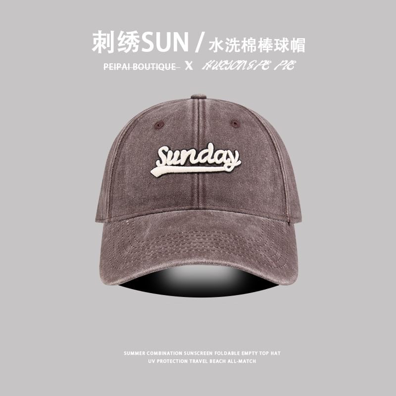 Letter Embroidered Washed Cap