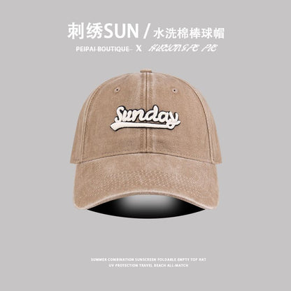 Letter Embroidered Washed Cap