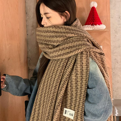 Patterned Label Scarf Applique Tasseled