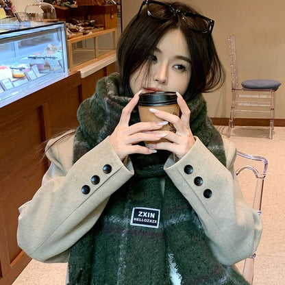 Plaid Scarf Tasseled