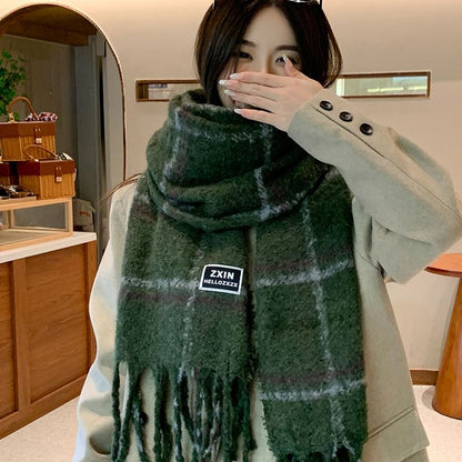 Plaid Scarf Tasseled