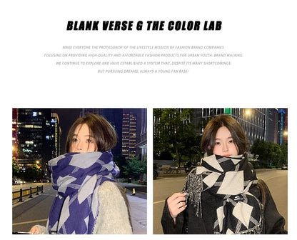 Print Tasseled Argyle Scarf