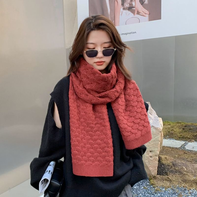 Pointelle Scarf Knit Plain
