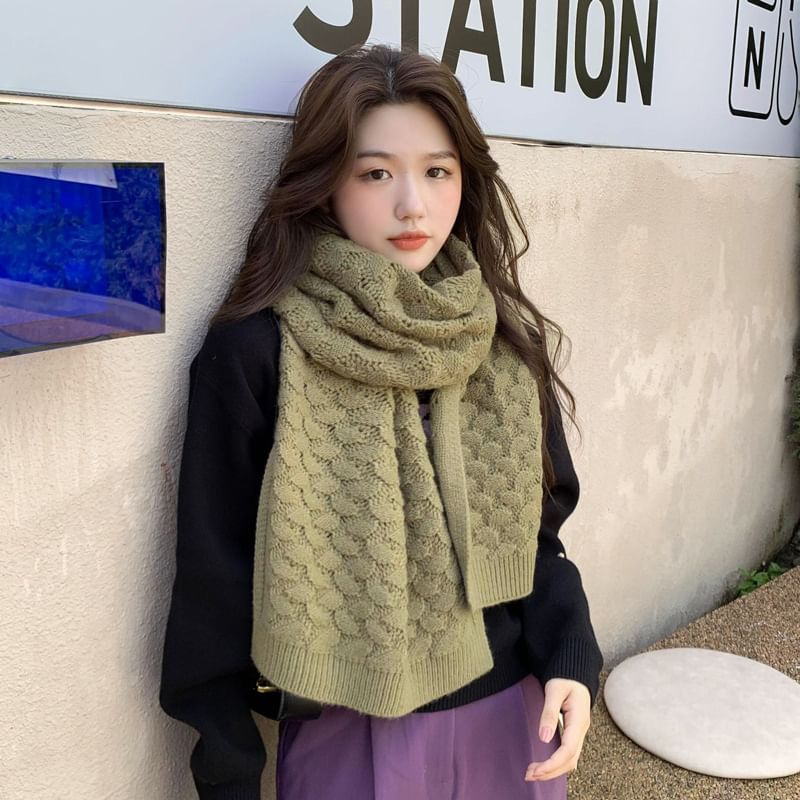 Pointelle Scarf Knit Plain