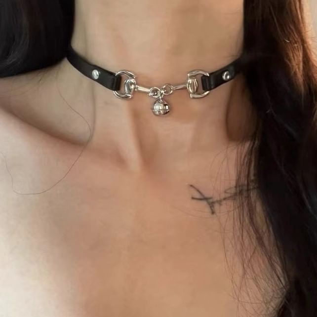 Faux Leather Bell Choker