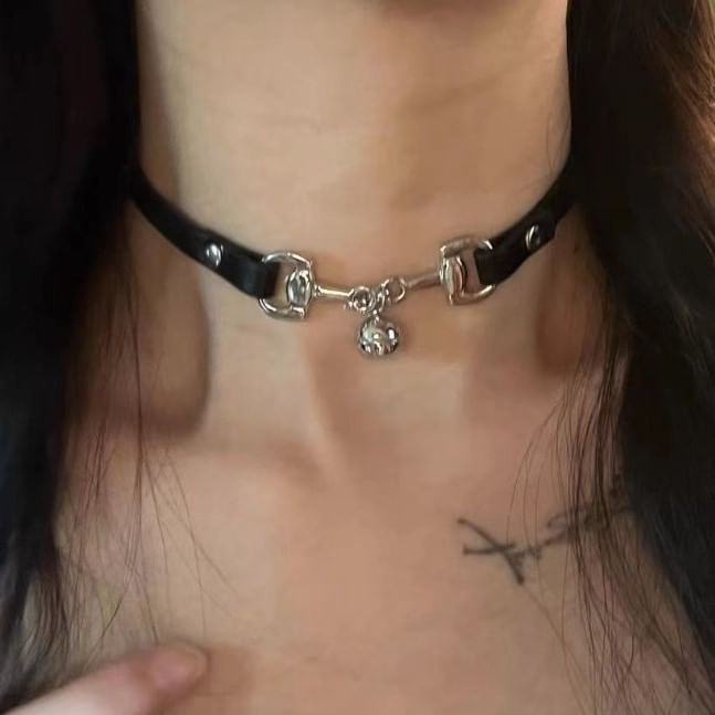 Faux Leather Bell Choker