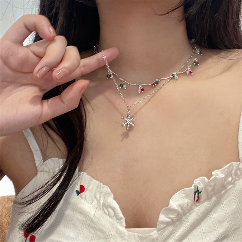 Necklace Snowflake Layered