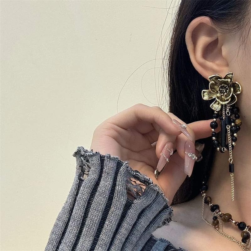 Drop Earring Beaded Floral