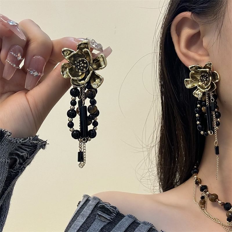 Drop Earring Beaded Floral