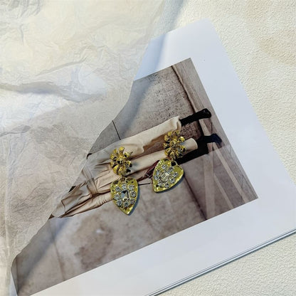 Earring Rhinestone Heart Drop