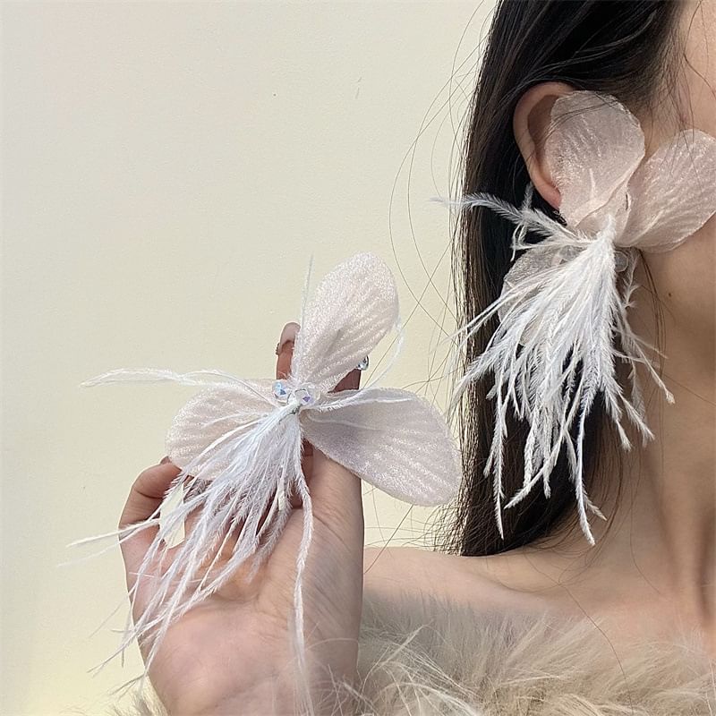 Drop Floral Fringed Earring