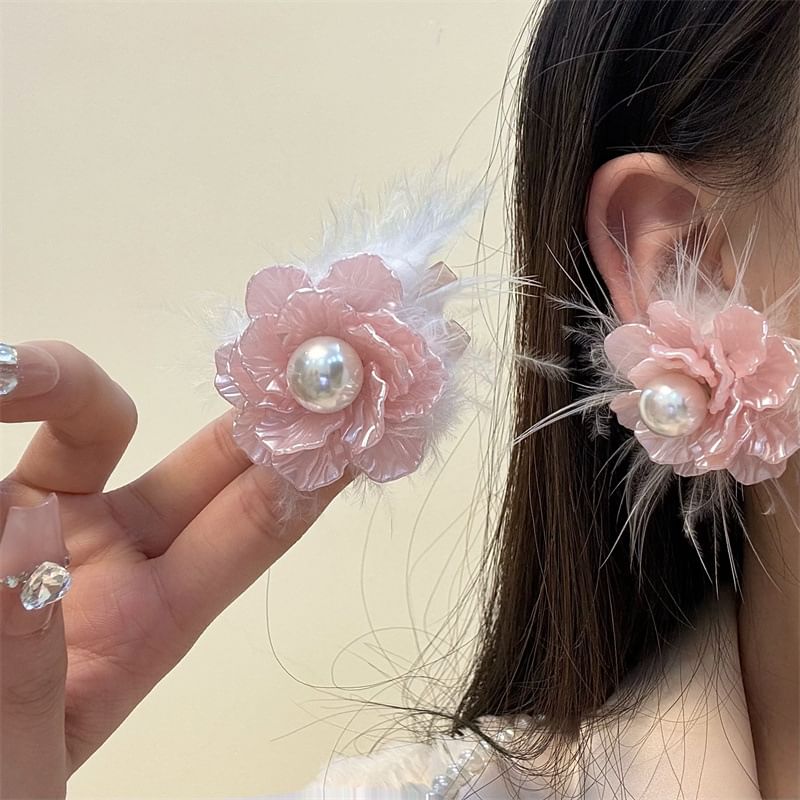 Floral Frayed Earring Drop