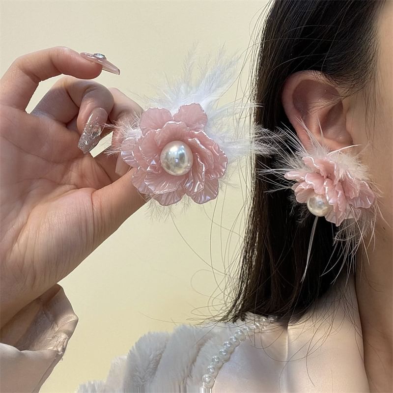Floral Frayed Earring Drop