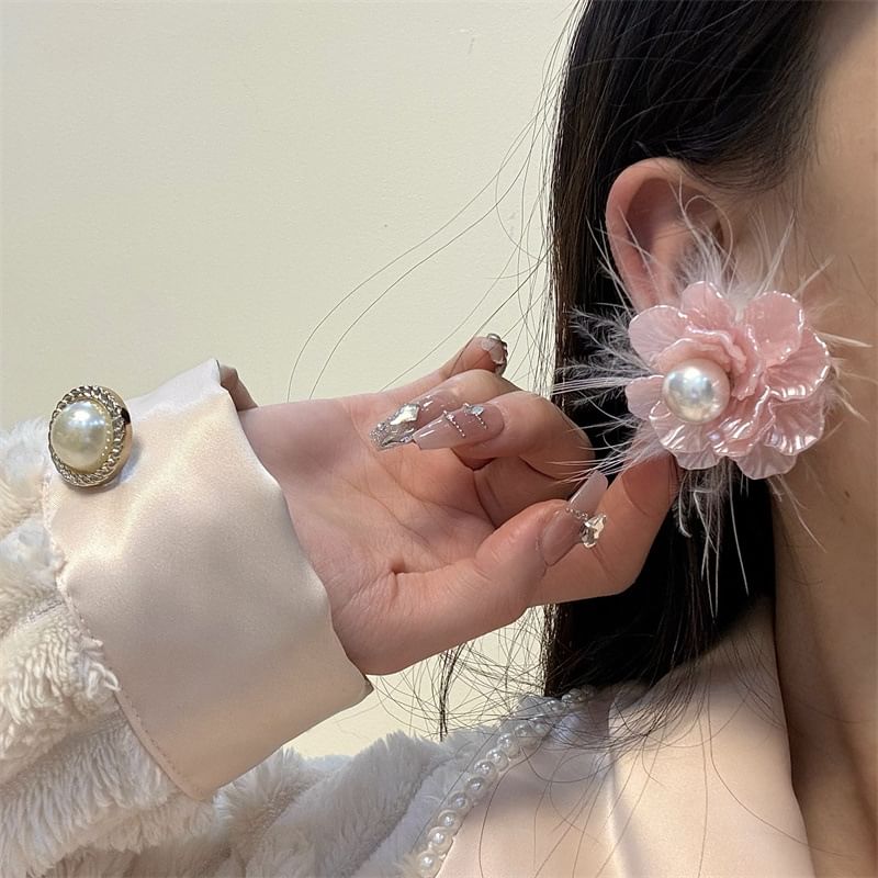 Floral Frayed Earring Drop