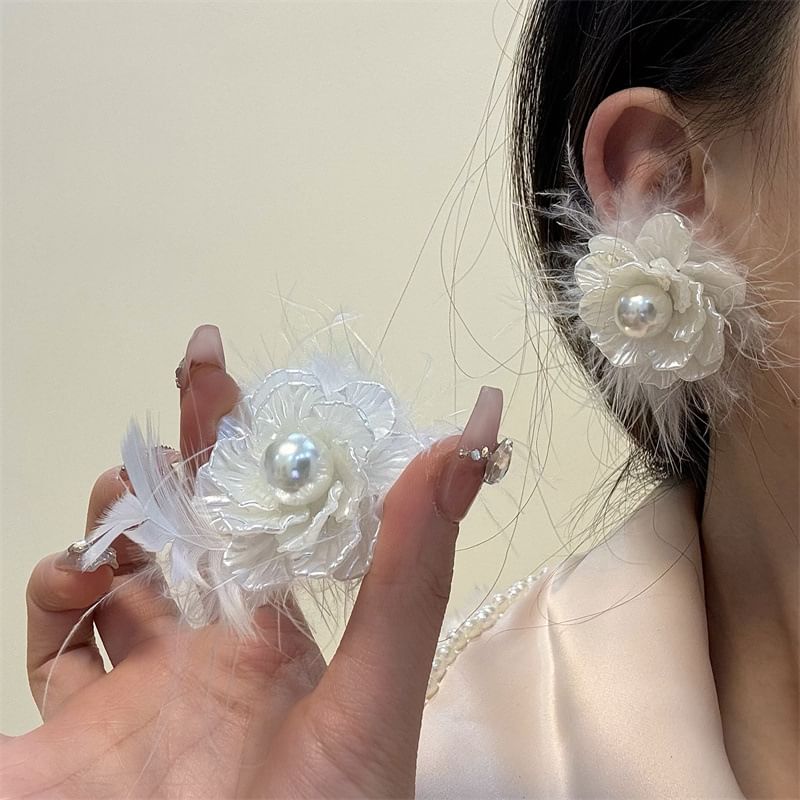 Floral Frayed Earring Drop