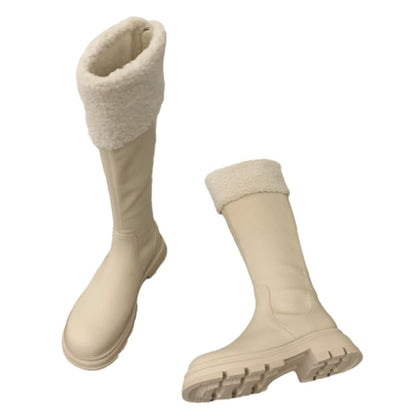 Fleece Boots Panel High Knee Platform