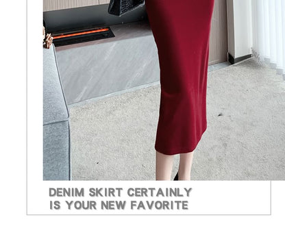 Long-Sleeve Square Neck Plain Midi Bodycon Dress