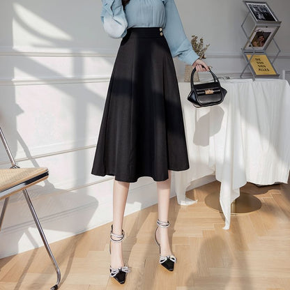 High-Waist Plain A-Line Skirt