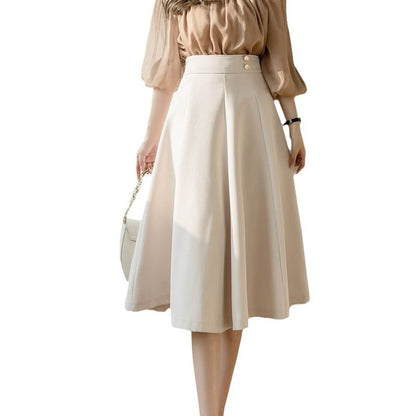 High-Waist Plain A-Line Skirt