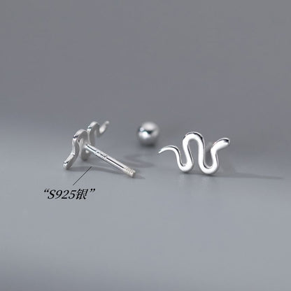 Snake Sterling Silver Barbell Earring