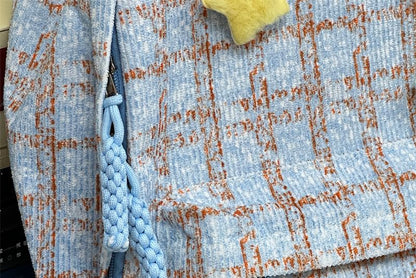 Plaid Multi-Pocket Backpack / Bag Charm / Set