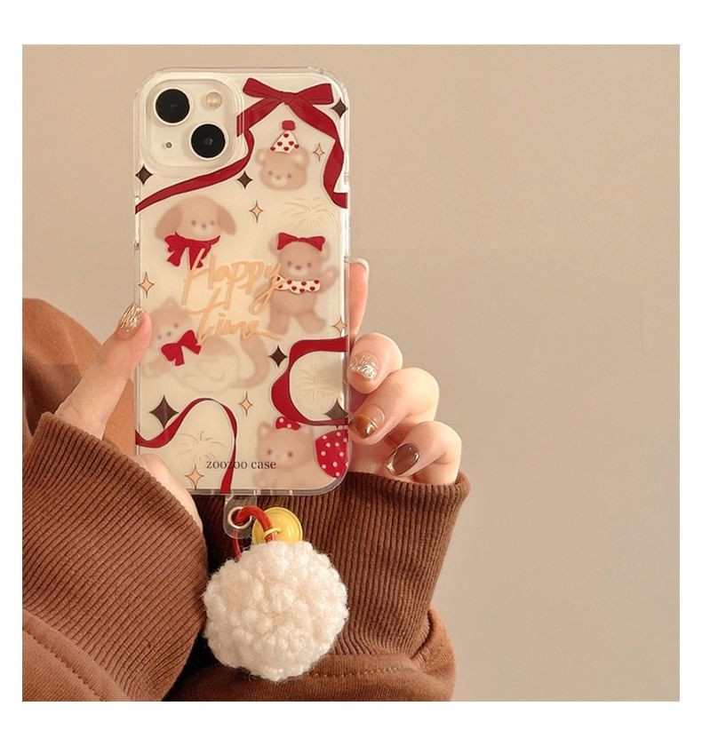 Animal Ribbon Bell Pom Pom Phone Case