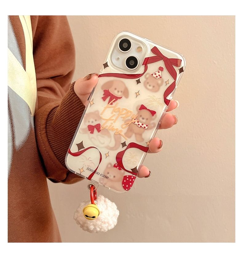 Animal Ribbon Bell Pom Pom Phone Case