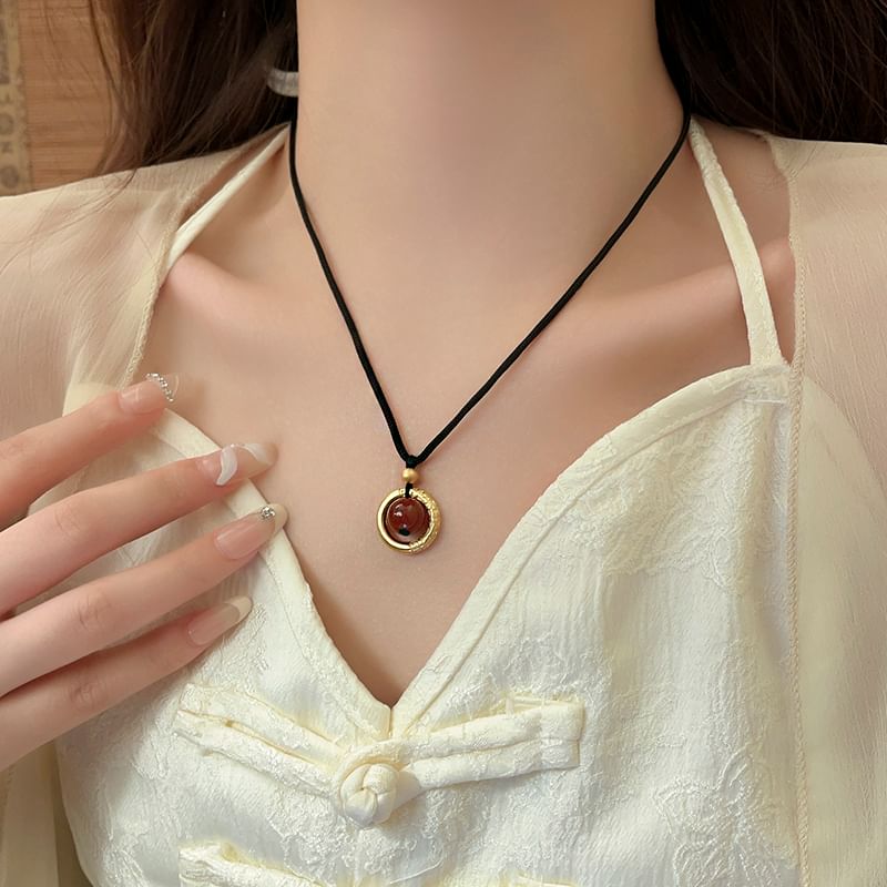 Gemstone Pendant Cord Necklace