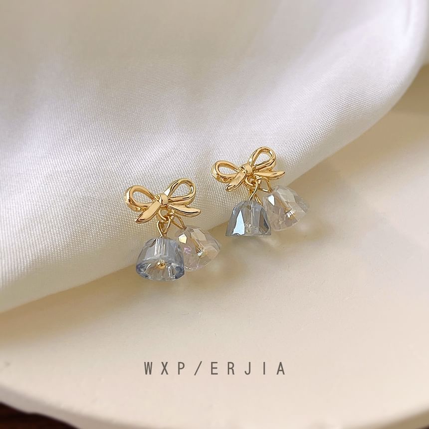Earring Crystal Faux Clip-On Bow Drop