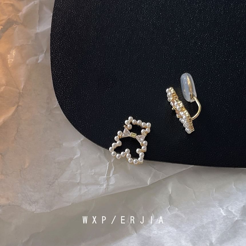 Clip-On Faux Earring Pearl Rhinestone Bear
