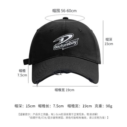 Distressed Lettering Embroidered Cap Baseball