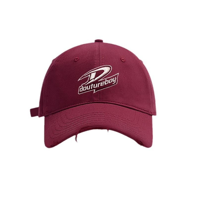 Distressed Lettering Embroidered Cap Baseball