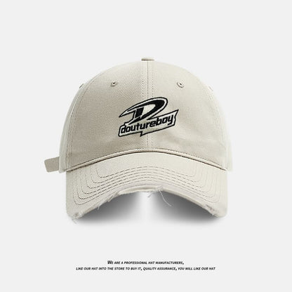 Distressed Lettering Embroidered Cap Baseball
