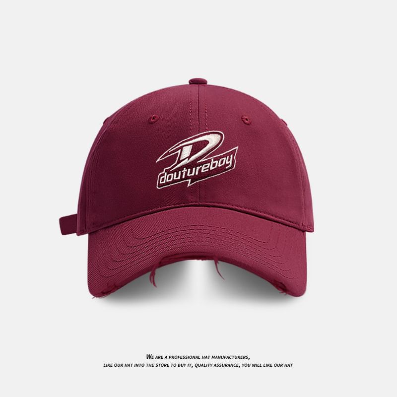 Distressed Lettering Embroidered Cap Baseball