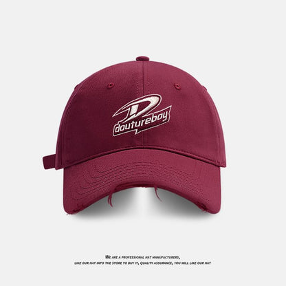 Distressed Lettering Embroidered Cap Baseball