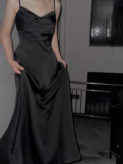 Spaghetti Strap Shirred A-Line Maxi Dress