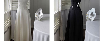 Spaghetti Strap Shirred A-Line Maxi Dress