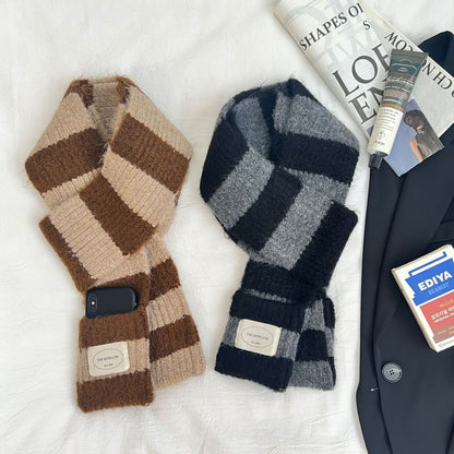 Light Knit Striped Scarf