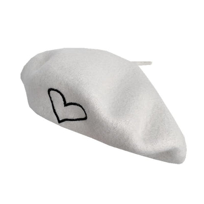 Heart Embroidery Beret
