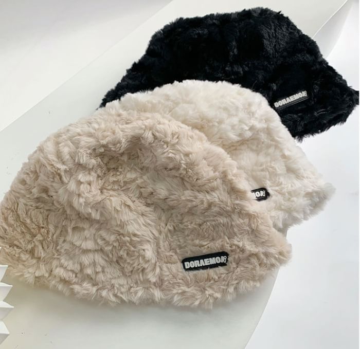 Lettering Fleece Bucket Hat