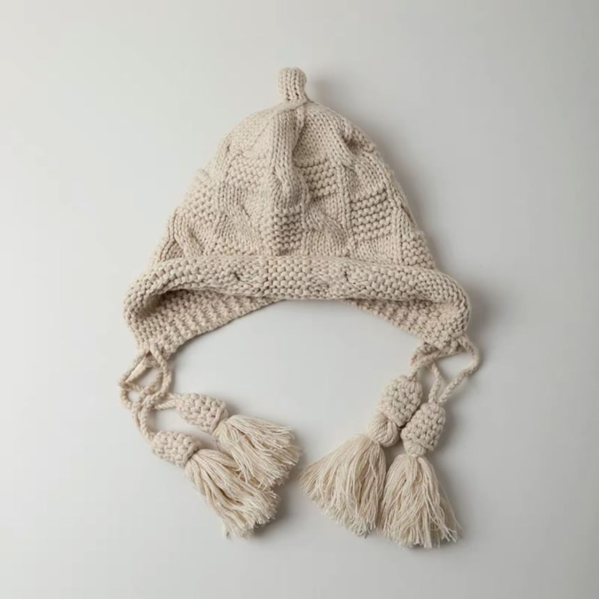 Knit Bonnet Tasseled Hat
