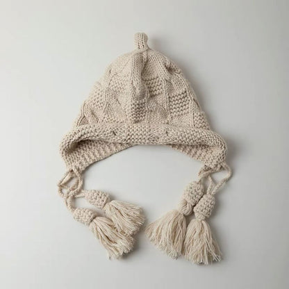 Knit Bonnet Tasseled Hat