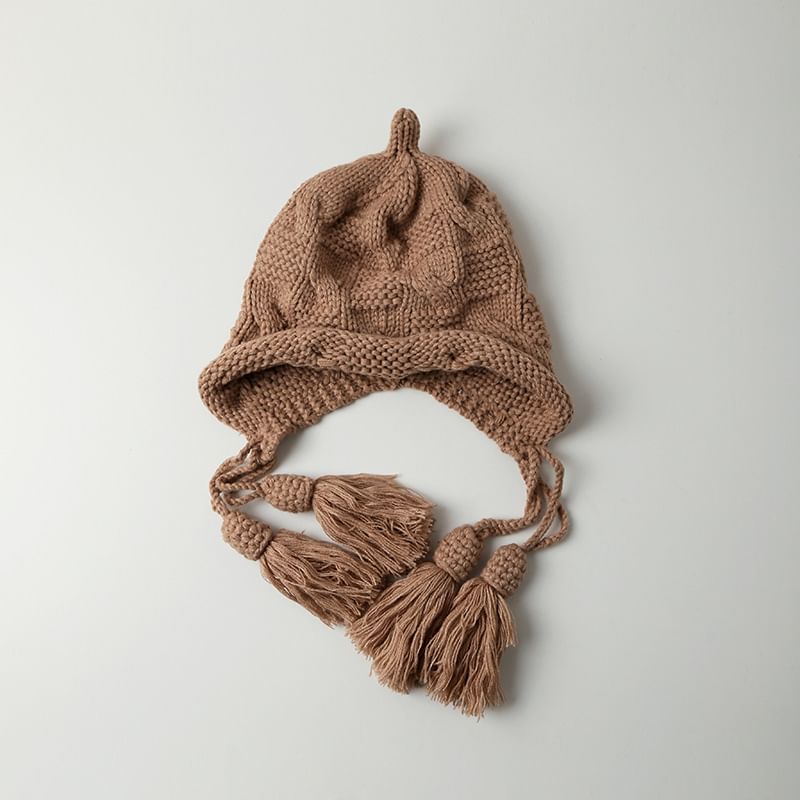 Knit Bonnet Tasseled Hat