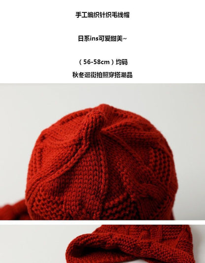 Knit Bonnet Tasseled Hat