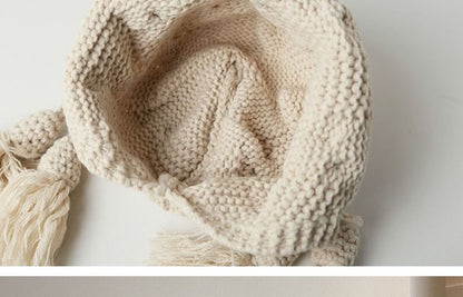 Knit Bonnet Tasseled Hat