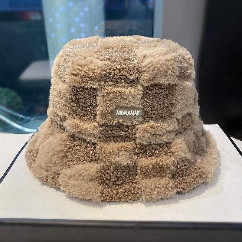 Plaid Lettering Bucket Hat