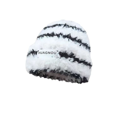 Striped Lettering Beanie
