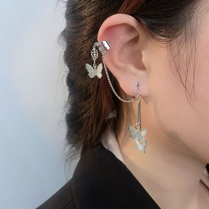 Bow Drop Earring / Clip-On Earring with Ear Cuff