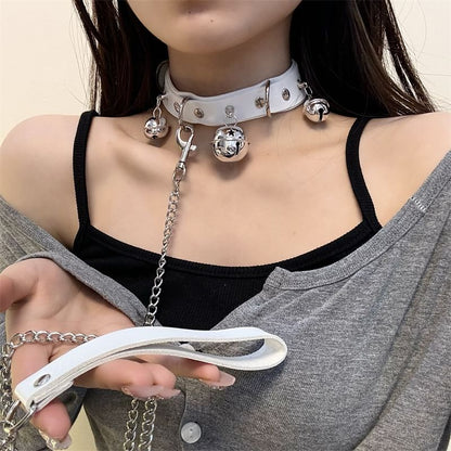 Bell Faux Leather Choker / Leash